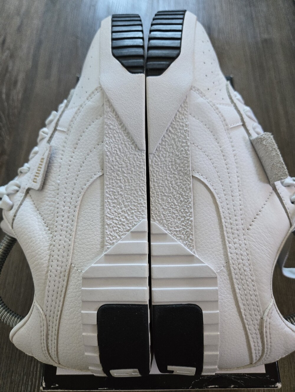 Puma Cali White Leather Low-Top Sneakers with Black Heel Accents (36915504)